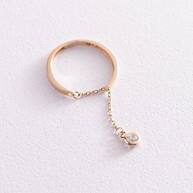 Золота каблучка з підвіскою (фіаніт) к06997 від ювелірного магазину Онікс