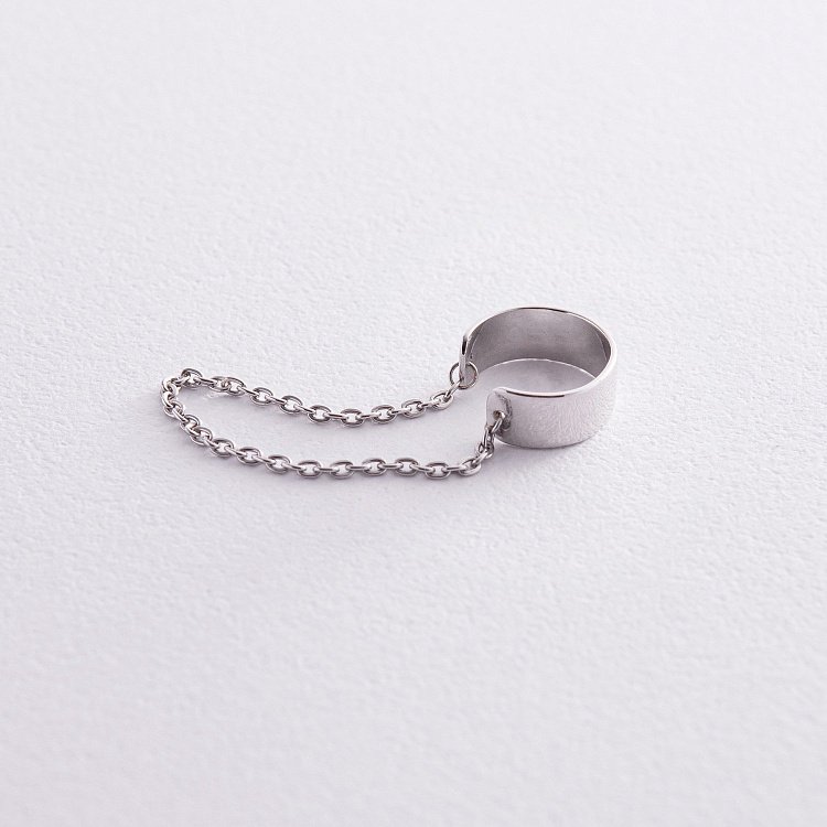 Серебряная серьга - каффа с цепочкой 912-01403 от ювелирного магазина Оникс - 1