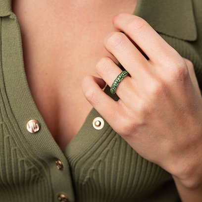 Золотое кольцо с цаворитами кб0444gl №6