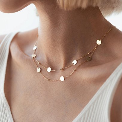 Подвійне кольє "Монетки" з жовтого золота кол01874 №6