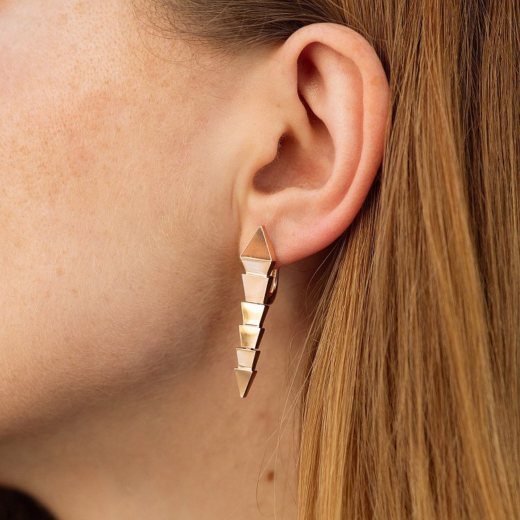 Серьги "Змеи" в красном золоте с08644 от ювелирного магазина Оникс - 1