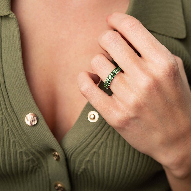 Золотое кольцо с цаворитами кб0444gl от ювелирного магазина Оникс - 5