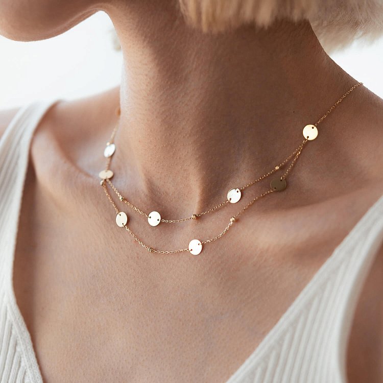 Подвійне кольє "Монетки" з жовтого золота кол01874 від ювелірного магазину Онікс - 6