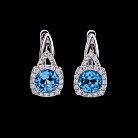 Золоті сережки з блакитним топазом і діамантами с342А1 от ювелирного магазина Оникс - 2