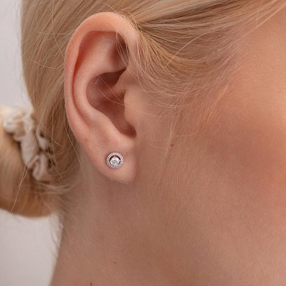 Золотые серьги - пусеты 2 в 1 с бриллиантами 330671121 №9