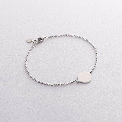 Браслет "Монетка" в білому золоті (можливе гравіювання) б04917