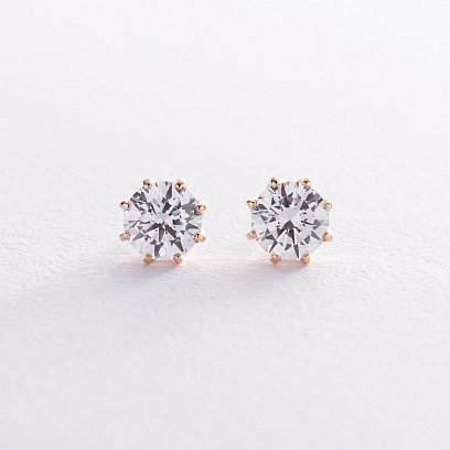 Сережки - пусети з фіанітами (жовте золото) с08301