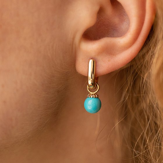 Серьги с бирюзой (желтое золото) с08547 №3