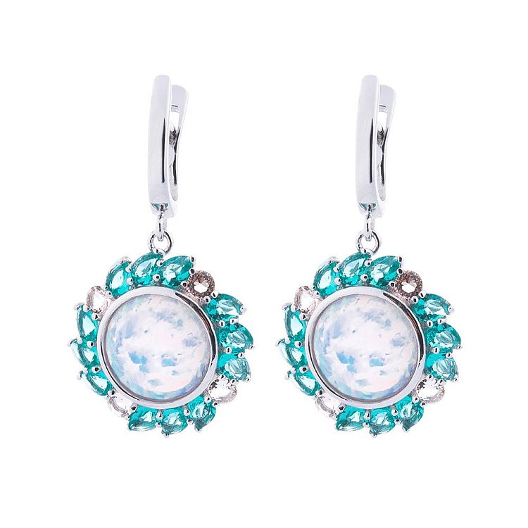 Серебряные серьги (им. опал, фианит) 122408 от ювелирного магазина Оникс - 1