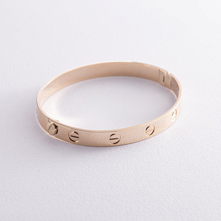 Жесткий браслет "Love" из желтого золота (0.6 см) б04065 от ювелирного магазина Оникс