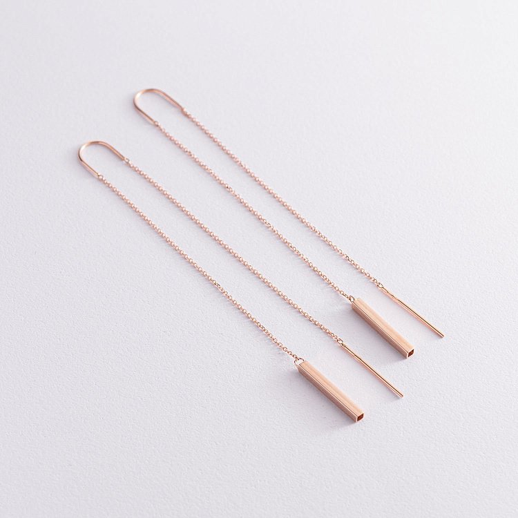 Золотые висячие серьги (протяжки) 580087d от ювелирного магазина Оникс - 1