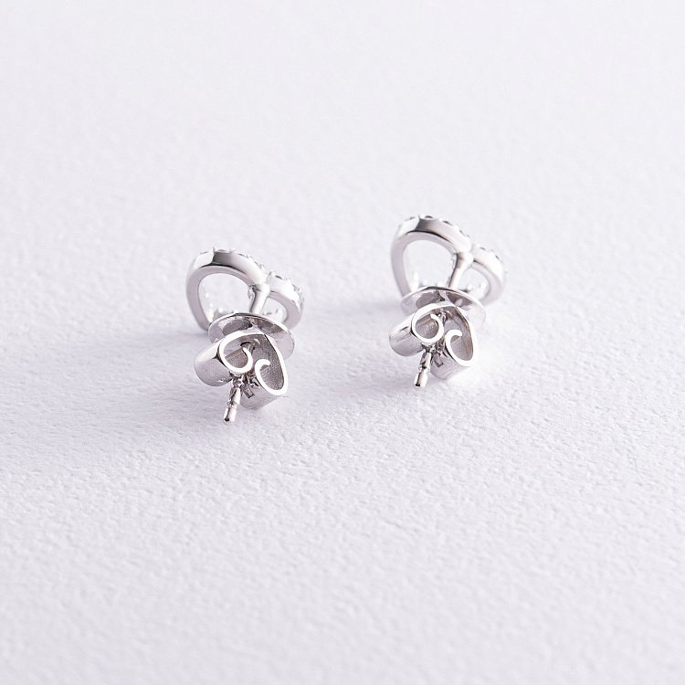 Золоті сережки - пусети "Сердечки" з діамантами сб0437y від ювелірного магазину Онікс - 2