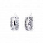 Срібні сережки з фіанітами (родій) 121223 от ювелирного магазина Оникс - 2