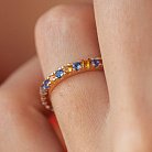 Кольцо с дорожкой голубых и желтых камней (красное золото) 815к от ювелирного магазина Оникс - 6
