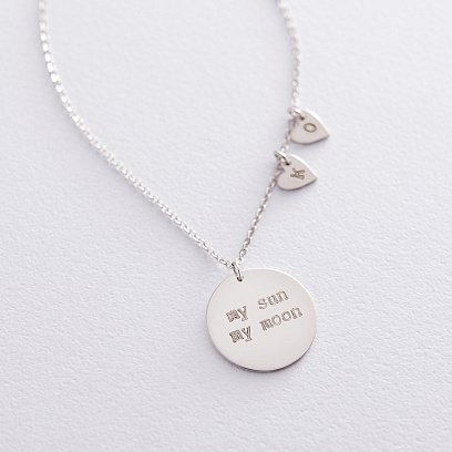 Срібне кольє для гравіювання (диск і 2 серця) 181000 №3