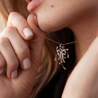 Золотая подвеска "Бантик" с бриллиантами пкит310 №4