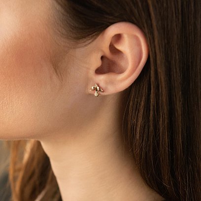 Золотые серьги - пусеты "Птички" с06888 №2