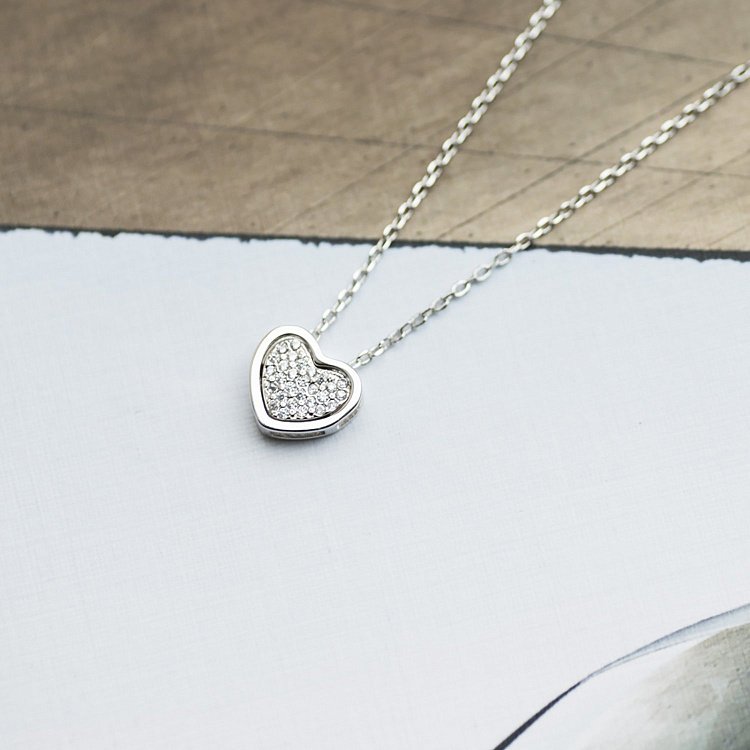 Серебряное колье с сердечком (фианиты) 18648 от ювелирного магазина Оникс - 4