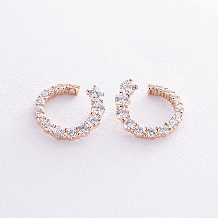 Серьги - пусеты "Саманта" с фианитами (желтое золото) с08447 от ювелирного магазина Оникс - 4