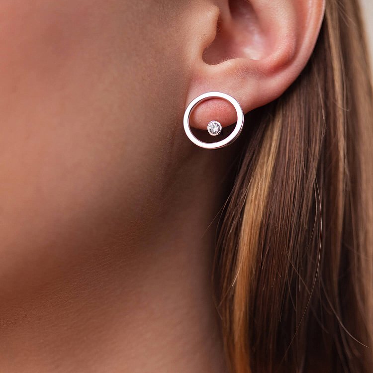 Серебряные серьги - джекеты "Грейс" с фианитами 902-01195 от ювелирного магазина Оникс