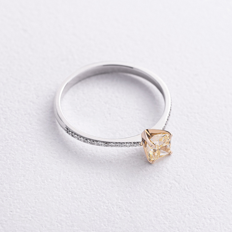 Золота каблучка з білими та жовтим діамантами 247141121 від ювелірного магазину Онікс - 2