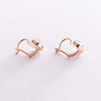 Золоті сережки з блакитними фіанітами с07405 №4