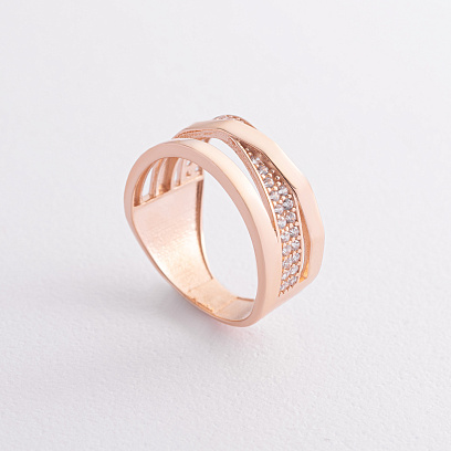 Золота каблучка з фіанітами к07381