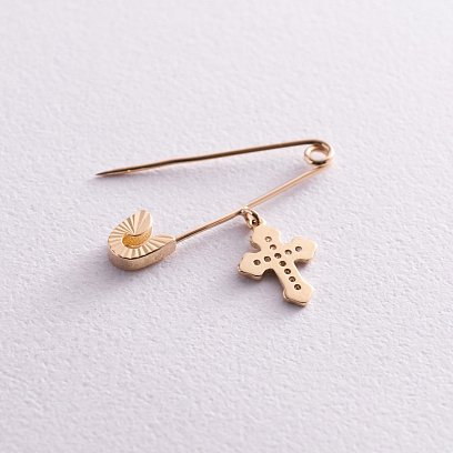 Золотая булавка с крестиком (фианиты) зак00319 №3