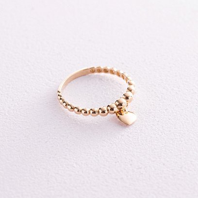 Шариковое кольцо "Сердечко" в желтом золоте к07116 №3