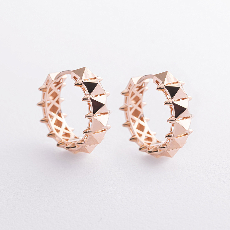 Сережки - кільця в червоному золоті с09601 від ювелірного магазину Онікс