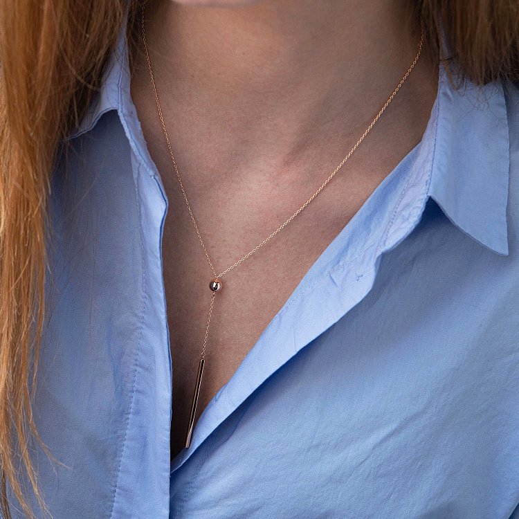 Кольє "Хлоя" з кулькою в червоному золоті кол01952 від ювелірного магазину Онікс - 6