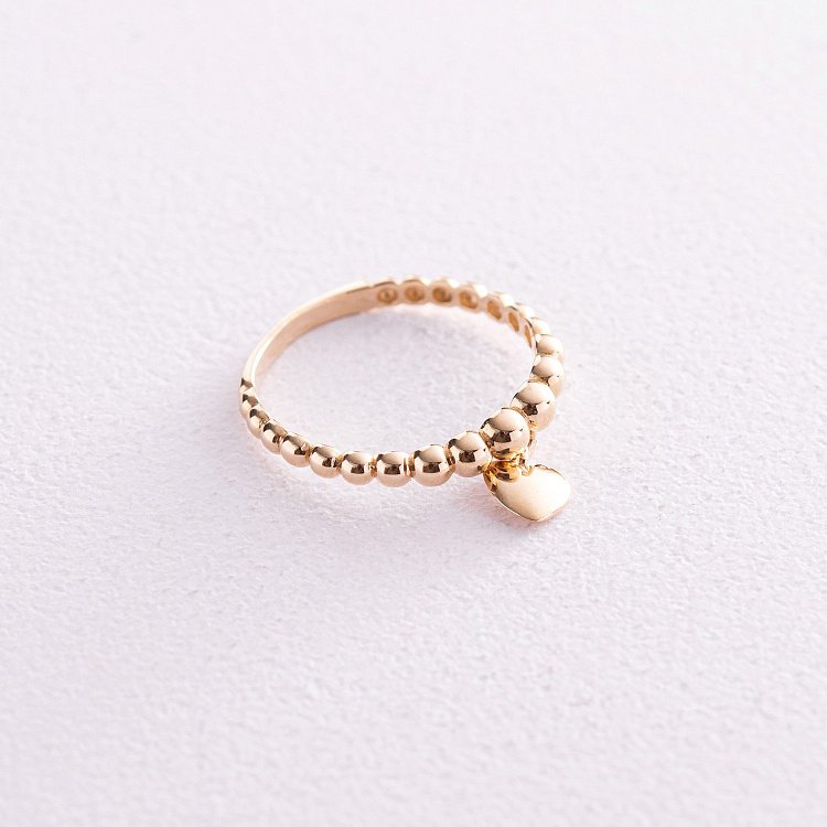 Шариковое кольцо "Сердечко" в желтом золоте к07116 от ювелирного магазина Оникс - 3