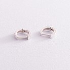 Серебряные серьги - кольца в стиле минимализм 123121 от ювелирного магазина Оникс - 2