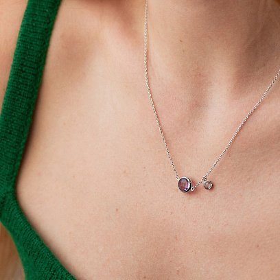 Золотое колье (аметист, топаз) кол01858 №6