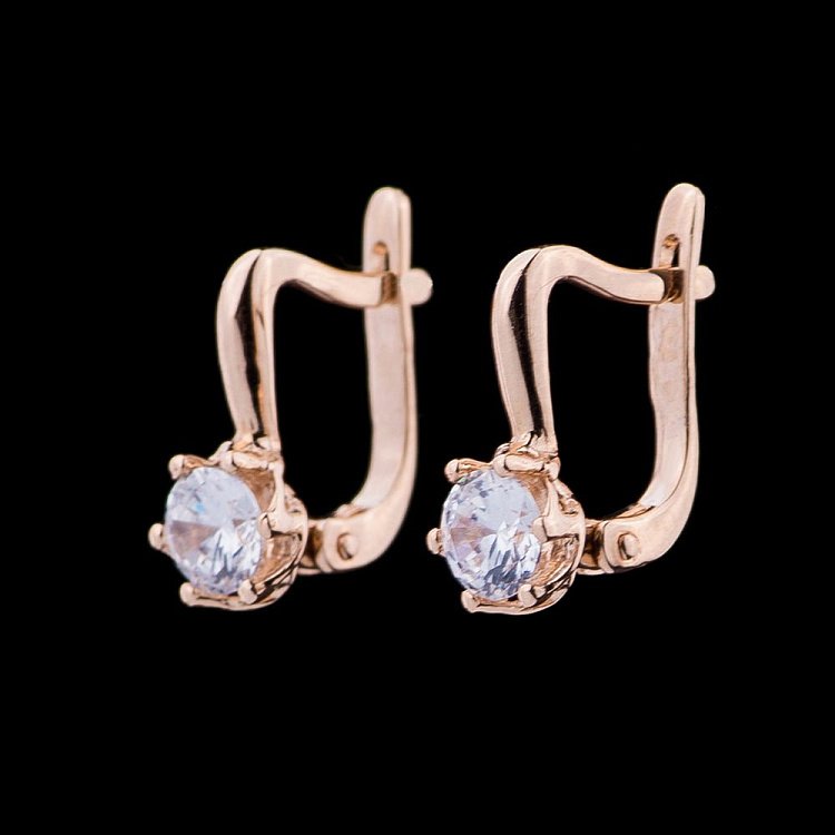 Золоті сережки з фіанітами с04458 від ювелірного магазину Онікс - 1