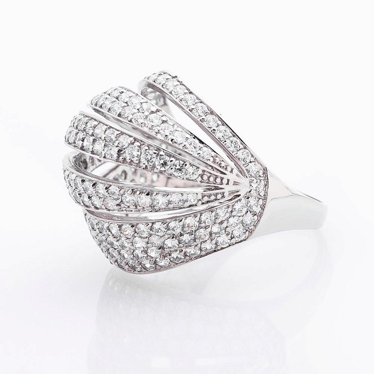 Золота каблучка з фіанітами к01390ж від ювелірного магазину Онікс - 2