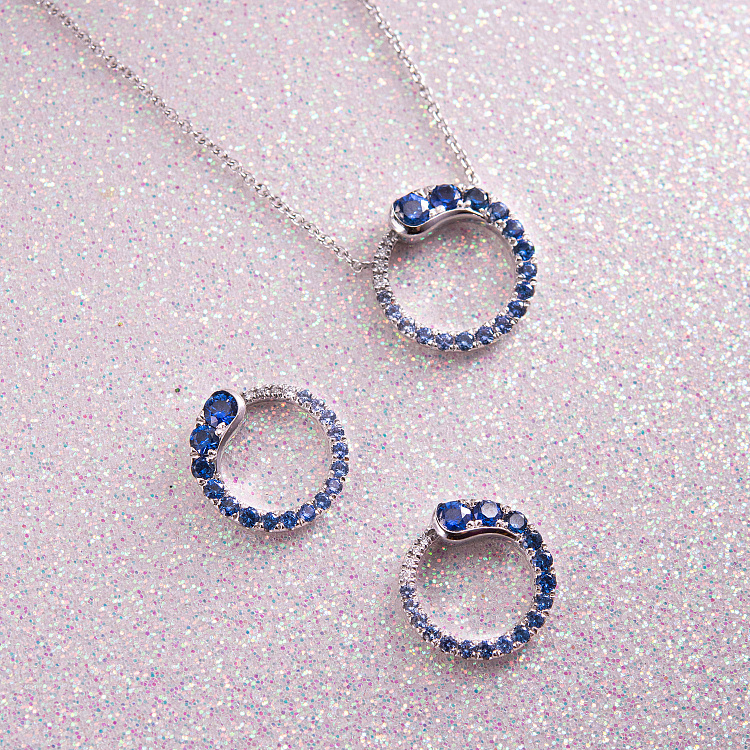 Золоте кольє з діамантами і сапфірами колб0160lg від ювелірного магазину Онікс - 3