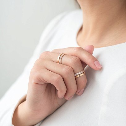 Золота каблучка на дві фаланги з фіанітами к05510 №5