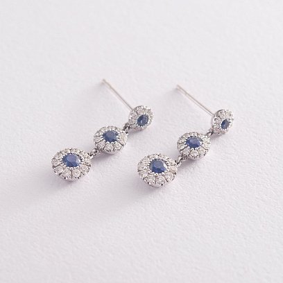 Золотые серьги с сапфирами и бриллиантами с442 №3