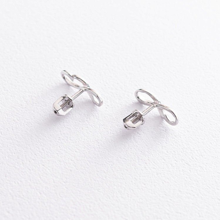 Серьги - пусеты "Бесконечность" в белом золоте с07764 от ювелирного магазина Оникс - 4