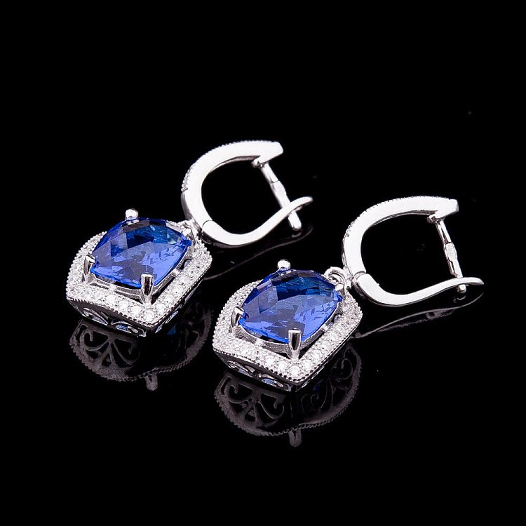 Сережки з синіми фіанітами с21 від ювелірного магазину Онікс - 1