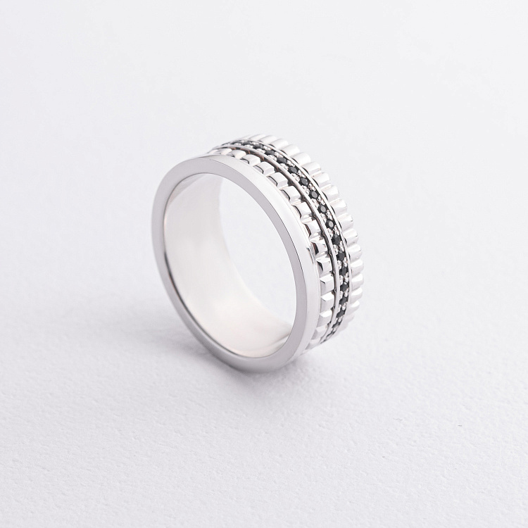 Золотое кольцо "Sharon" с черными фианитами к08301 от ювелирного магазина Оникс - 2