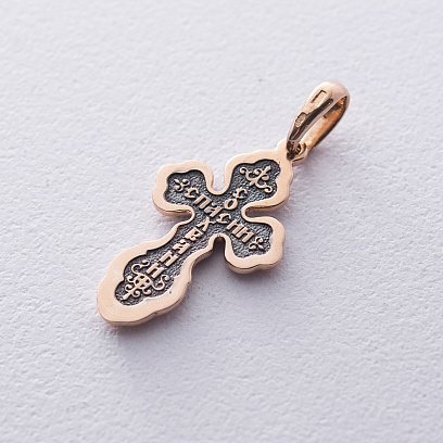 Золотий хрестик з розп'яттям "Спаси і Збережи" п02658 №3