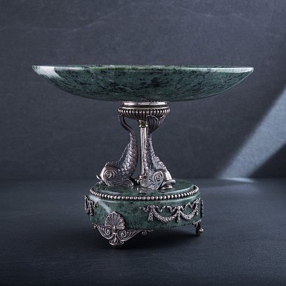 Фруктовниця "Дельфіни" зі срібла і мармуру, ручна робота сер00003 №3