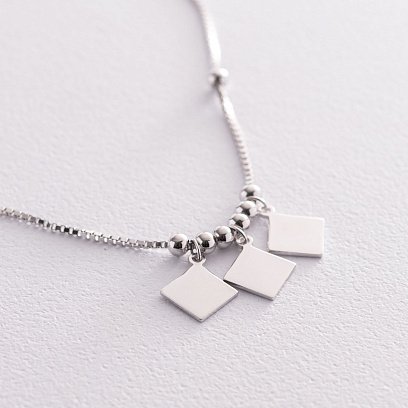 Серебряный браслет "Квадратики" на ногу 141542 №2