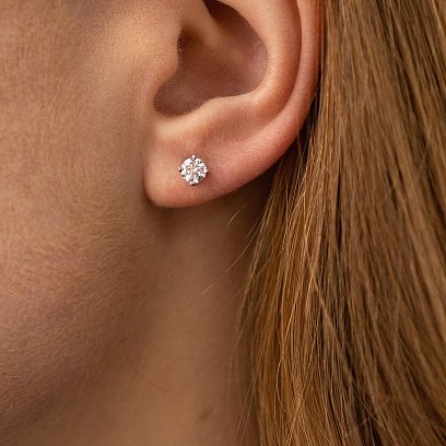 Золотые серьги - пусеты с бриллиантами 331431121 №2