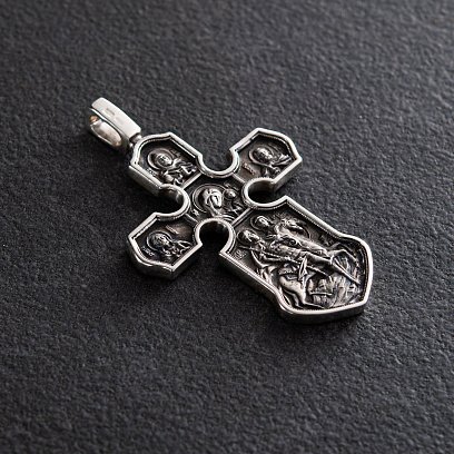 Серебряный крест "Распятие. Казанская икона Божией Матери с предстоящими святыми" 13537 №2