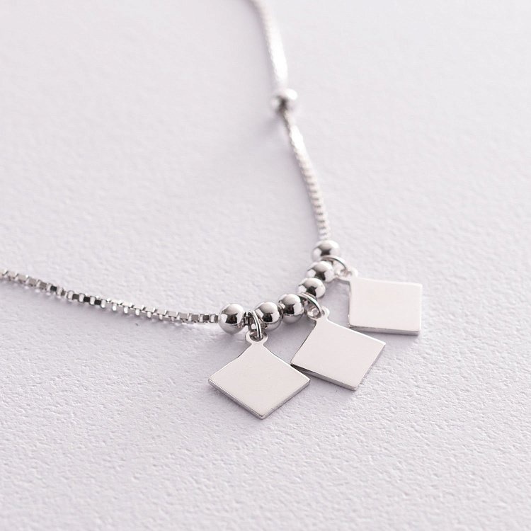 Серебряный браслет "Квадратики" на ногу 141542 от ювелирного магазина Оникс - 1