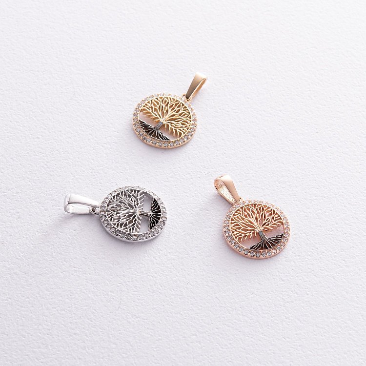 Кулон "Древо жизни" с фианитами (желтое золото) п03821 от ювелирного магазина Оникс - 2