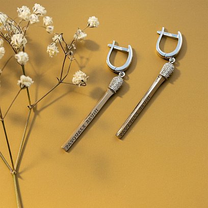 Золоті сережки "Сірники" (фіаніт) с06280 №11